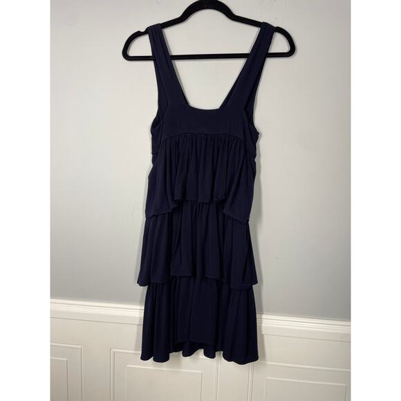 J.Crew, Size Small, Navy Modal Dress, Ruffle Layers, V Neck, Super Soft, EUC - Picture 6 of 7